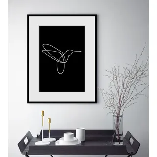 Bild QUEENCE "Flash", schwarz (farbe rahmen: schwarz, farbe bild(er): schwarz), B:50cm H:70cm, Acrylglas, Holz, Papier, Bilder, Bild, HD Premium Poster-Druck inkl. Holzrahmen