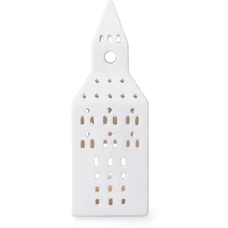 Kähler Urbania Lichthaus Kirchturm für Teelichter, bestehend aus weißer Keramik, Größe: 20x7cm, Weihnachtsdekoration, 691092