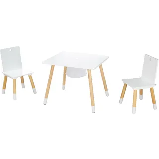 roba Kindersitzgruppe aus Holz 2 Stühle & 1 Tisch grau/weiß