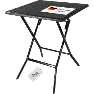 Klapptisch in Rattan-Optik, schwarz, Balkontisch mit Tischplatte 62 x 62 cm (L x B) - Schwarz