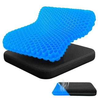 Audasi Gel Sitzkissen, Gelsitzkissen Gel sitzkissen Orthopädisch Ergonomische Wabenstruktur Doppelschicht Verdickung Atmungsaktives Stuhlkissen Gelkissen für Bürostuhl Küchenstuhl Häkeltiere Set