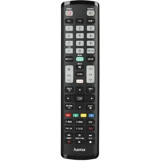 Hama Universal-Fernbedienung für Samsung TVs IR, lernfähig, leuchtende Tasten, smarte Taste, Easy Mode Funktion, ergonomische Haupttasten, 10m Reichweite) schwarz