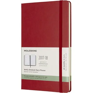 Moleskine Wochen Notizkalender, Taschenkalender, 18 Monate, 2017/2018, Large, A5, Hard Cover, Scharlachrot