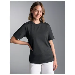 T-Shirt TRIGEMA "TRIGEMA T-Shirt DELUXE Baumwolle", Damen, Gr. XL, grau (anthrazit, melange), Single Jersey, 100% Baumwolle, Basic, lang, Rundhals, Shirts T-Shirt