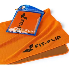 Fit-Flip Kühlendes Handtuch - als cooling towel und mikrofaser Kühltuch - kühlendes Sporthandtuch - Airflip towel für Fitness und Sport - Ice towel Kühlhandtuch (orange, 100x30cm)
