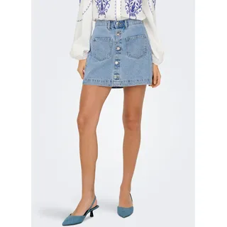 Jeansrock ONLY "ONLAMAZING HW SKIRT TAI DNM NOOS", Damen, Gr. XS (34), blau (light blau denim), Denim/Jeans, Obermaterial: 100% Baumwolle, unifarben, kurz, Röcke Jeansrock
