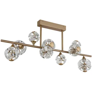 Globo Led-Deckenleuchte , Klar, Goldfarben , Metall, Glas , 40 mm , 34.5x34.5x101 cm , Ce , Lampen & Leuchten, LED Beleuchtung, LED-Deckenleuchten