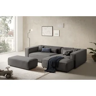 LeGer Home by Lena Gercke Ecksofa »PIARA XXL, L-Form, Schlaffunktion, Cord, Leinenoptik o. Strukturstoff« Hocker stellbar zum Schlafsofa (Krokodilverbinder), tiefe Sitzfläche,