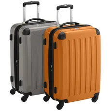 HAUPTSTADTKOFFER - Alex - 2er Koffer-Set Hartschale glänzend, 65 cm, 74 Liter, Graphit-Orange