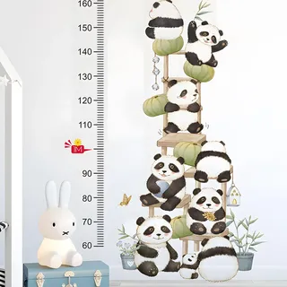 HIMKI Messlatte für Kinder - Wandtattoo Kinderzimmer - Kinder Höhe Diagramm Wandsticker Waldtiere Wandaufkleber für Kinderwachstum - Geschenke für Jungen & Mädchen - Skala misst 50-150 cm (Panda)