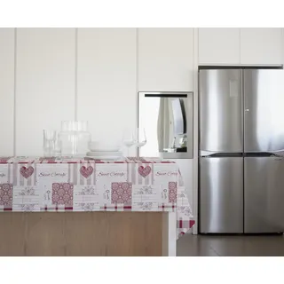GEMITEX Traditionelle Tischdecke, Plüsch, gewachst, wasserdicht und schmutzabweisend, Dekor 4163 Tiroler Rot, ideal für quadratische und runde Tische für 4 Personen, 140 x 140 cm, hergestellt in