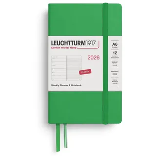 Leuchtturm1917 372667 Wochenkalender & Notizbuch Pocket (A6) 2026, Spring Leaf, Englisch