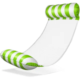 Balinco – Aufblasbare Wasserhängematte Luftmatratze mit 2 Luftkammern & Nylon Netz für Pool – Floatie Wassermatratze Relaxliege für Erwachsene & Kinder – Sommer Poolzubehör (Grün/Weiß)