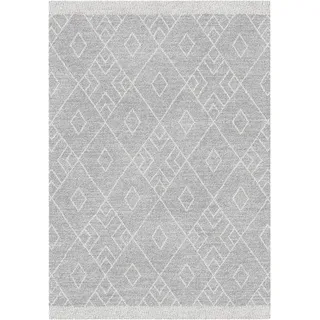 ASPECT Marjan-Teppich, Rautenmuster, geometrisch, dick, weich, Zottelteppich, Polypropylen, Grau, 160 x 230 cm