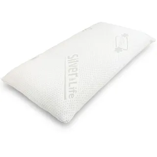 Gorilla Gesund Orthopädisches Nackenstützkissen Silver Neck - viscoelastisches Kissen, Kopfkissen aus Memory Schaum mit Silver & Life-Bezug - 70x34cm - Höhe 12cm