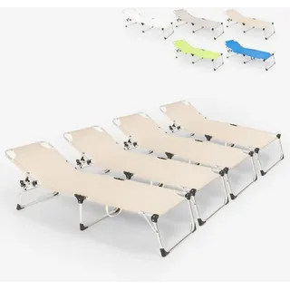 4er Set Liegestühle Strandliegen Sonnenliegen klappbar aus Aluminium für Strand und Garten Seychelles - Beige - Beige
