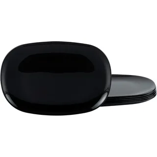 Luminarc Steakteller "Essteller Italien Party" Teller Set für 6 Personen, extra resistent, schwarz, Opalglas, schwarz