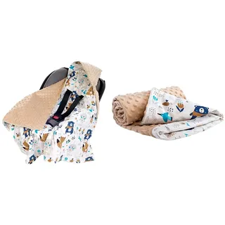 Medi Partners Einschlagdecke 100% Baumwolle 85x85cm Kuscheldecke & Krabbeldecke 100% Baumwolle 75x100cm doppelseitig multifunktional Minky Kuscheldecke