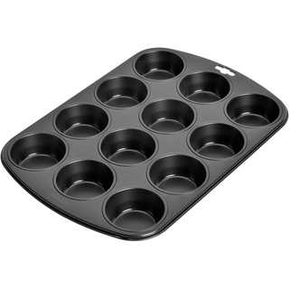 Original Kaiser Inspiration Muffinform Blech für 12 Muffins, Muffin Backblech 38 x 27 cm, beschichtet, Standardgröße, Cupcake Formen, Muffinblech, Schwarz