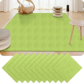 GBACHOOSE 30 Stück Teppichfliesen 30x30 cm, Teppichfliesen Selbstklebend, Teppichboden, Teppich Fliesen, Teppichfliesen Selbstliegend für Büro, Wohnzimmer, Balkon (Grün)