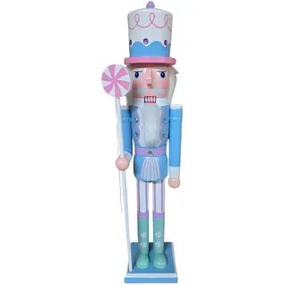 DRW Hoher Nussknacker aus Blei, aus Holz, Pastellfarben, Blau, 11 x 11 x 51 cm