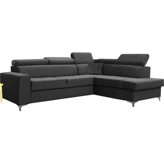BETTSO Ecksofa mit Bettkasten mit Schlaffunktion Sofa mit Relaxfunktion und Kopfstützen Couch L Form Eckcouch Wohnlandschaft VIVIENNE Grau - Grau