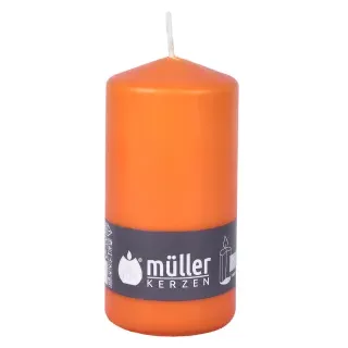 Müller Kerzen Stumpenkerze BSS, mandarin, Hochwertige Stumpenkerze mit integrierter Durchbrandsperre, 1 Packung = 6 Stück, (Ø x H): 68 x 135 mm