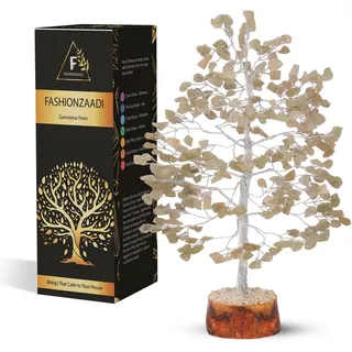 FASHIONZAADI Green Jade Gemstone Crystal Tree Healing Trees Bonsai Money Crystals Gemstone Trees Reiki Stone Good Luck Chakra Crystal Home Office Décor Figurine Gift Size -10 Inch (Silver Wire)