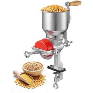 VEVOR Getreidemühle Manuell aus Gusseisen, Handkurbel Kornmühle mit Hohem Trichter & Tischklemme, Malzmühle Kaffeemühle Gewürzmühle für Kaffeebohnen Gewürze Weizen Mais Nüsse, inkl. Staubschutzhaube
