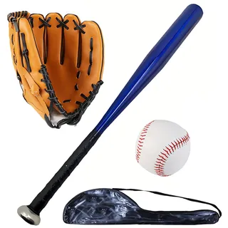Set aus Softball- und Baseballschläger mit Handschuh und Bällen – 25 Zoll/63,5 cm Langer Aluminiumschläger für Pickup-Spiele und Schlagtraining