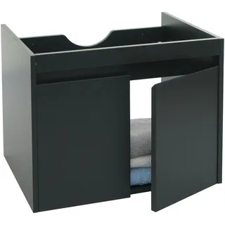 Waschbeckenunterschrank HWC-L86, Badezimmer Waschtisch Unterschrank, MVG Melamin 2 Türen 48x59x46cm schwarz - Schwarz