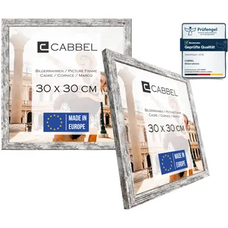 CABBEL Doppelpack (2er Set) Bilderrahmen 30x30 cm, Birke, stabiles MDF-Holz Rahmen, bruchsicherem Plexi-Glas, zum Aufhängen, ideal für Fotos/Bilder/Collage