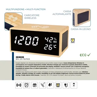 Wecker Digital JUSTAMINUTE Gehäuse Lautsprecher Ladegerät Kabellos