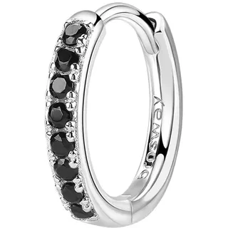 Brosway FANCY Creolen für Damen – Ohrringe aus Edelstahl mit schwarzen Zirkonia, Silber/Schwarz, 1,4 cm, FMB85