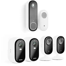 Arlo SafeHaus Komplett Sicherheitspaket (Innen- & Aussenkamera + Türklingel), Kabellos, Full HD, Nachtsicht, Licht, Bewegungsmelder, Sirene, 2-Wege Audio, Smart Home Integration Secure Testzeitraum