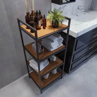 Skye Decor, Wismar L2040, Badezimmerschrank, Nussbaum, 100 % MELAMINBESCHICHTETE SPANPLATTEN, 45 x 35 x 110 cm - Braun, Schwarz