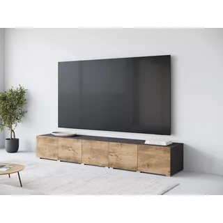 Lowboard OTTO HOME "Denver 250 cm für bis zu 98-Zoll TVs - Weltmeisterschaft im XXL Format", matera anthrazit, kastanie breslau, B:250cm H:39,9cm T:49cm, FSC-zertifizierter Holzwerkstoff, Sideboards, Lowboard, Wahlweise mit oder ohne offenes Fach in der Mitte