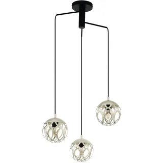 EGLO Pendelleuchte Mirtazza, 3 flammige Hängelampe Vintage, Landhausstil | Hängeleuchte aus Stahl in Champagner, Schwarz, Esstischlampe, Wohnzimmerlampe hängend mit E27 Fassung, Ø 59 cm