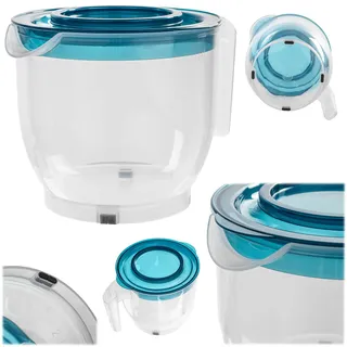 KADAX Messbecher, Füllvolumen: 2 Liter, Messkanne aus Kunststoff, Rührbecher mit Deckel, Messskale, Milliliter, Gramm, abgerundeter Griff, Ausgießer, Spritzschutz, Messkanne (Blau)