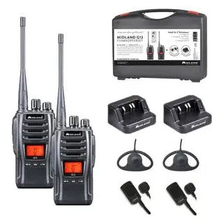 Midland 2x set G13, AE34headset, charger, batterypack C1462.S1 PMR-Funkgerät