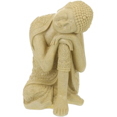 Bild von Buddha Figur geneigter Kopf, XL 60cm, Asia Deko, Gartenfigur, Dekofigur Wohnzimmer, Frost- & wetterfest, Sand, 10025662_778