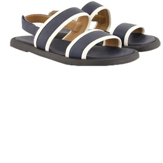 Ulla Popken Damen große Größen Übergrößen Plus Size Leder-Sandalen, Klettriegel, Weite H dark blue denim 39 836138903-39