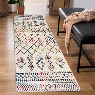 Carvapet Läufer Teppich 60x210cm rutschfest Lang Küchenteppich Waschbar Teppichläufer Weiche Mikrofaser Geometrisch Flächenteppich Laufteppich(Multicolor)