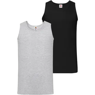 Tanktop FRUIT OF THE LOOM, Herren, Gr. 3XL, schwarz, erdgrau, Single Jersey, Obermaterial: 100% Baumwolle, unifarben, schmal hüftbedeckend, Rundhals, Tops Tanktop, aus reiner Baumwolle, Topseller