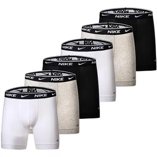 Nike Herren Boxer Shorts, 6er Pack - Boxers, Stretch, einfarbig Weiß/Grau/Schwarz XL