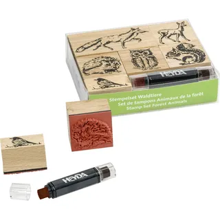 Heyda 204888695 Stempel-Set „Waldtiere“ Setgröße: 12 x 10 x 3 cm, 6 Holz-Stempel