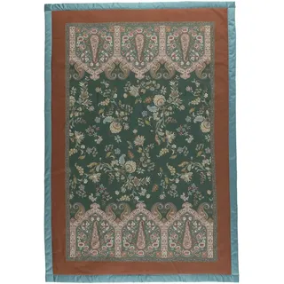 BASSETTI Indian Roses Plaid aus 100% Baumwolle in der Farbe Grün V1, Maße: 135X190 cm - 9333425