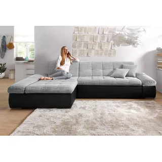 DOMO collection »Moric, L-Form, XXL-Sofa - Breite 300cm, viel Platz, auch in Cord« wahlweise mit Bettfunktion und Armteilverstellung, schwarz-silber,