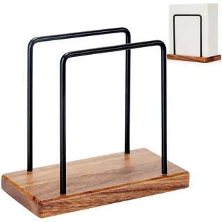 Serviettenhalter Aus Metall und Holz: Serviettenständer aus Holz Base, Metall Serviettenspender, Servietten Halter, Serviettenregal für Tischdekoration, Küche, Esstisch, Esszimmer