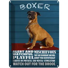 Blechschild 30x40 cm - Boxer Hund watchful playful